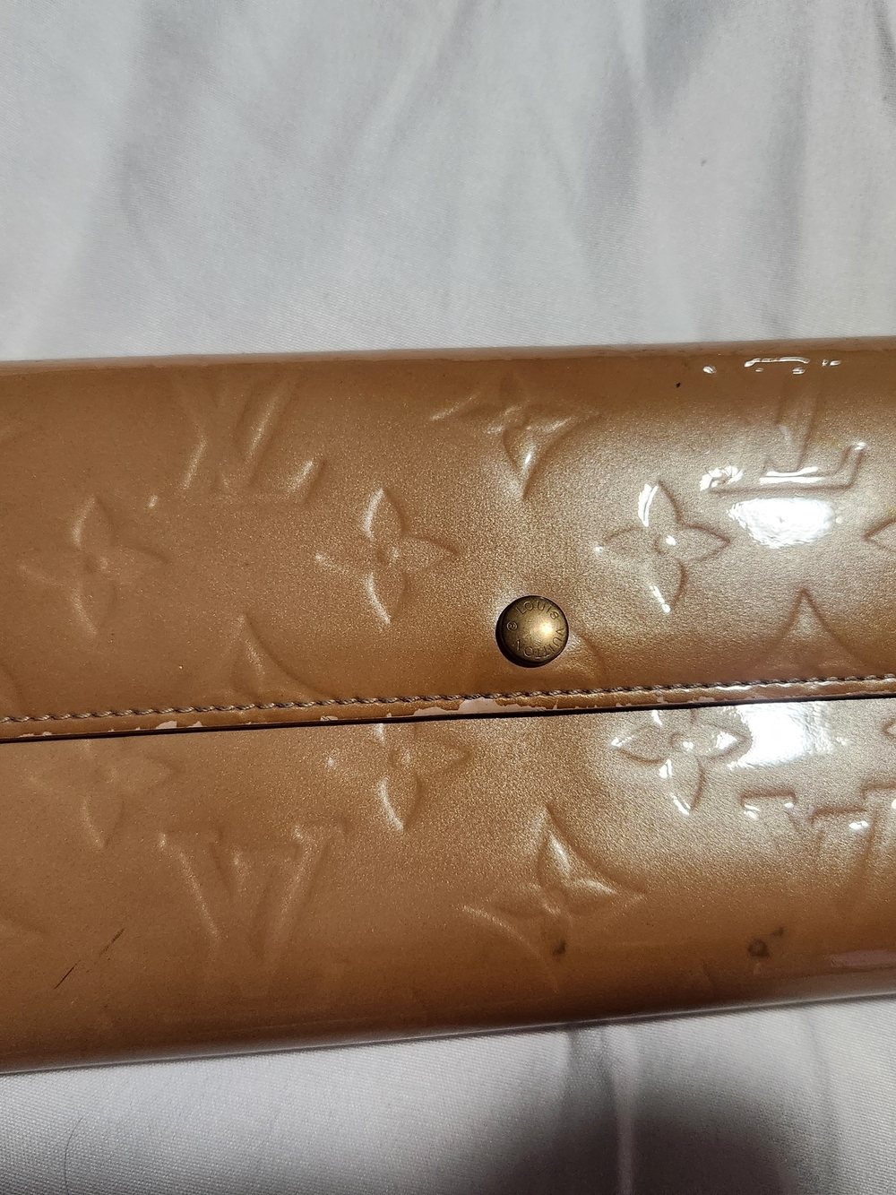 Louis Vuitton Vernis Tan Patent Leather Long Wallet